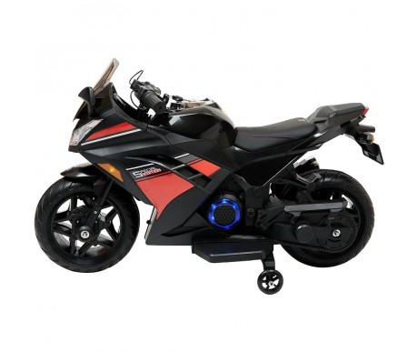Детский электромотоцикл Kawasaki Ninja (12V, EVA, спидометр, ручка газа) - DLS07-BLACK