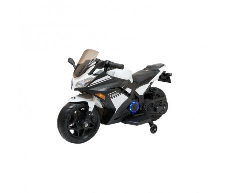 Детский электромотоцикл Kawasaki Ninja (12V, EVA, спидометр, ручка газа) - DLS07-WHITE
