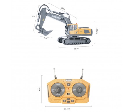 Радиоуправляемый экскаватор Huina / YiCong (свет, звук, металл ковш, акб, 1:20) - BC1037