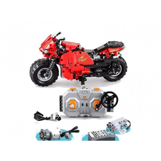 Конструктор радиоуправляемый CADA deTech гоночный мотоцикл (29 см, 2 двигателя, 484 детали) - C51024