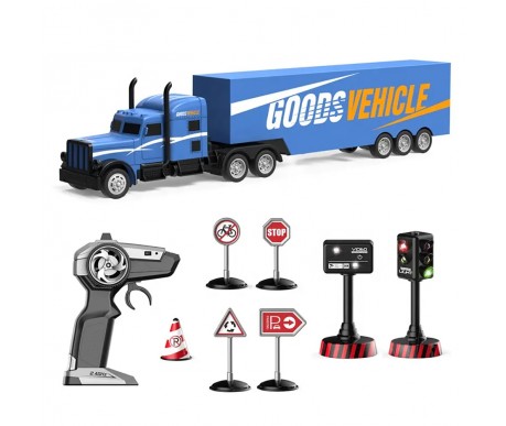 Радиоуправляемый грузовик трейлер и набор дорожных знаков (2WD, акб, 1:16) - GM1931