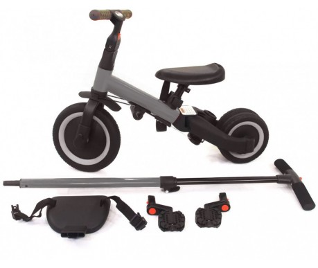 Детский беговел-велосипед 4в1 с родительской ручкой, темно-серый - TR007-DARK-GREY