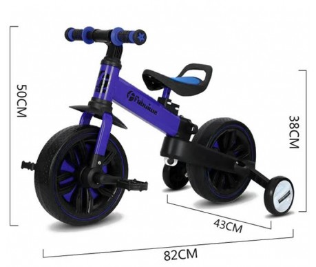 Детский велосипед-беговел 4 в 1 Fobuiwe 110 с родительской ручкой - FB-110-PLUS-BLUE