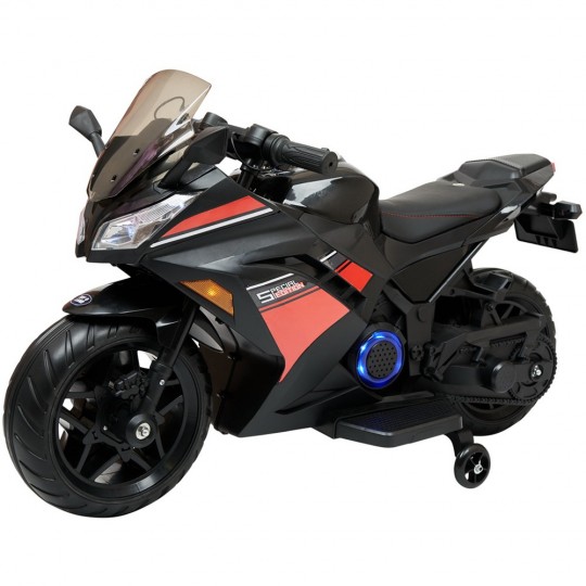 Детский электромотоцикл Kawasaki Ninja (12V, EVA, спидометр, ручка газа) - DLS07-BLACK