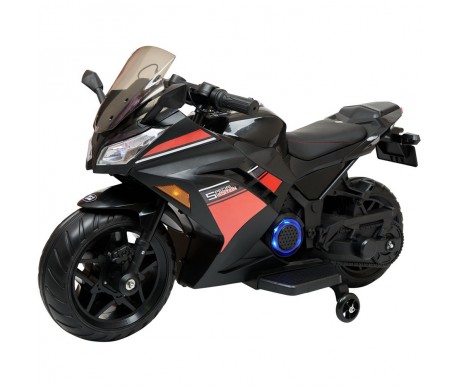 Детский электромотоцикл Kawasaki Ninja (12V, EVA, спидометр, ручка газа) - DLS07-BLACK