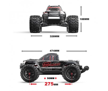 Радиоуправляемый монстр MJX Hyper Go Brushless 4WD 2.4G LED 1:10 - MJX-10208-V1-BLACK