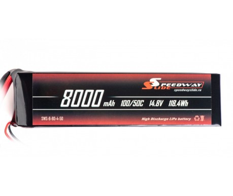 Аккумулятор Speedway Slide 164x44x43mm Li-Po 8000mAh 4S 14.8V 50C SOFT case XT60