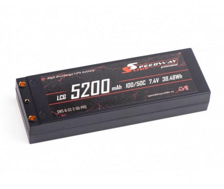 Аккумулятор Speedway Slide Li-Po PRO LCG Series Hard case 7.4v 5200mAh 50C Banana Connector / T-Plug