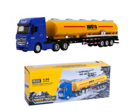 Металлический грузовик бензовоз HUI NA TOYS масштаб 1:50 - HN1733-YELLOW