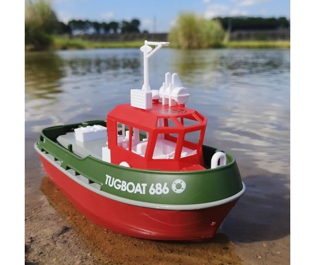 Радиоуправляемый буксир Tugboat зеленый 2.4G 1:72 - HL-3800-G