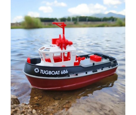 Радиоуправляемый буксир Tugboat черный 2.4G 1:72 - HL-3800-B