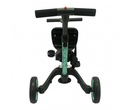 Детский беговел-велосипед 4в1 с родительской ручкой, зеленый с рисунком - TR007-CYAN-PAINT