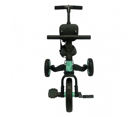 Детский беговел-велосипед 4в1 с родительской ручкой, зеленый с рисунком - TR007-CYAN-PAINT