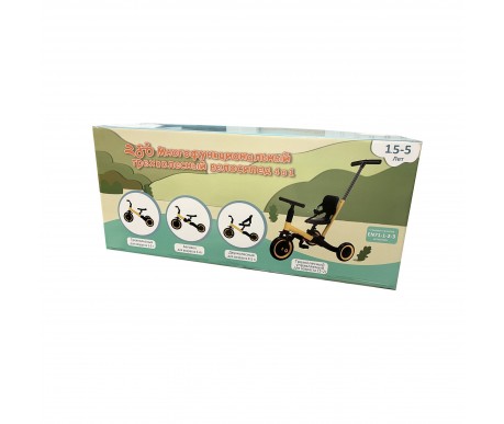 Детский беговел-велосипед 4в1 с родительской ручкой, зеленый с рисунком - TR007-CYAN-PAINT