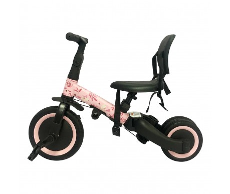 Детский беговел-велосипед 4в1 с родительской ручкой, розовый с рисунком - TR007-PINK-PAINT
