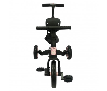 Детский беговел-велосипед 4в1 с родительской ручкой, розовый с рисунком - TR007-PINK-PAINT