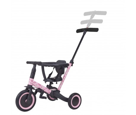 Детский беговел-велосипед 6в1 с родительской ручкой, розовый с рисунком - TR008-PINK-PAINT
