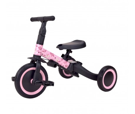 Детский беговел-велосипед 6в1 с родительской ручкой, розовый с рисунком - TR008-PINK-PAINT