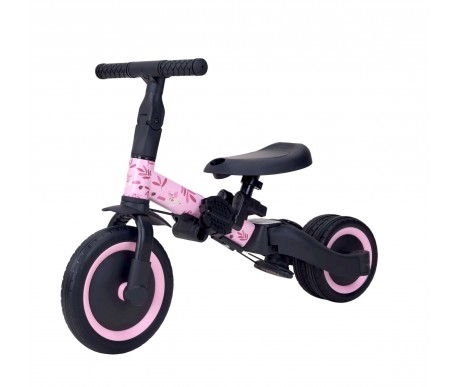Детский беговел-велосипед 6в1 с родительской ручкой, розовый с рисунком - TR008-PINK-PAINT