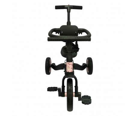 Детский беговел-велосипед 6в1 с родительской ручкой, розовый с рисунком - TR008-PINK-PAINT