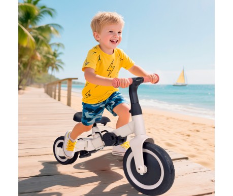 Детский беговел-велосипед 8в1 с крышей и ручкой, бежевый - TR010-BEIGE