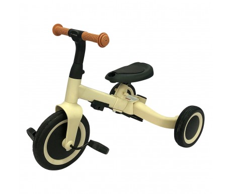 Детский беговел-велосипед 8в1 с крышей и ручкой, бежевый - TR010-BEIGE