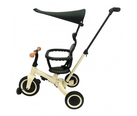 Детский беговел-велосипед 8в1 с крышей и ручкой, бежевый - TR010-BEIGE