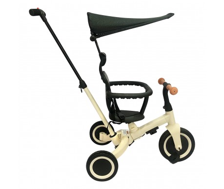 Детский беговел-велосипед 8в1 с крышей и ручкой, бежевый - TR010-BEIGE