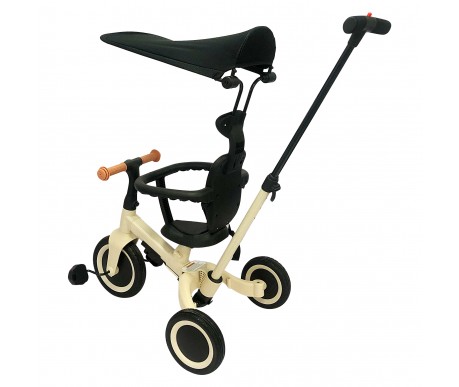 Детский беговел-велосипед 8в1 с крышей и ручкой, бежевый - TR010-BEIGE