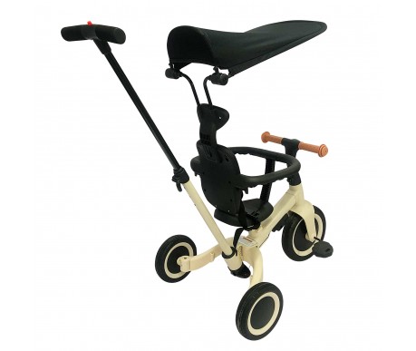 Детский беговел-велосипед 8в1 с крышей и ручкой, бежевый - TR010-BEIGE