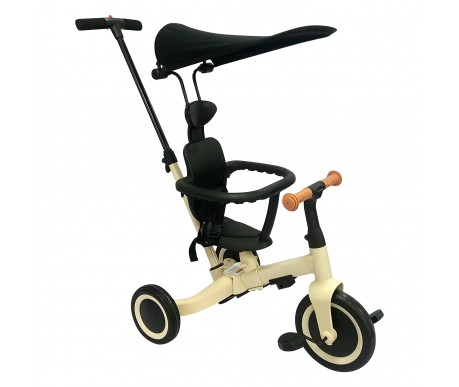 Детский беговел-велосипед 8в1 с крышей и ручкой, бежевый - TR010-BEIGE