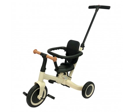 Детский беговел-велосипед 8в1 с крышей и ручкой, бежевый - TR010-BEIGE
