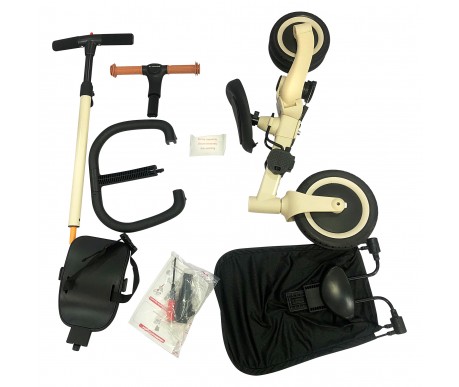 Детский беговел-велосипед 8в1 с крышей и ручкой, бежевый - TR010-BEIGE