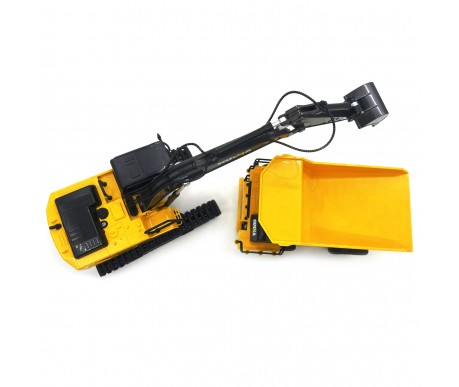 Радиоуправляемый набор экскаватор и самосвал Huina (свет, звук, акб, 1:24) - HN1559-YELLOW