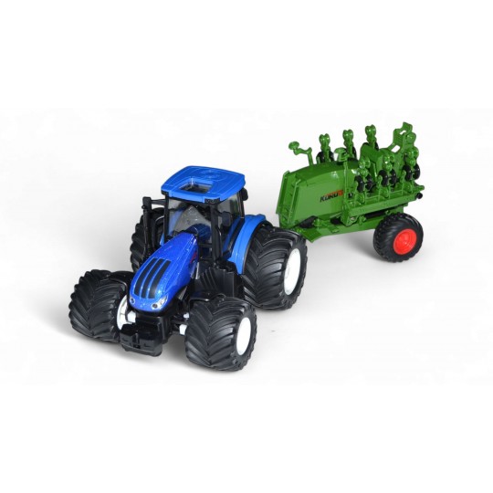 Радиоуправляемый фермерский трактор с зерновой сеялкой, мет. кузов, широкие колеса 6CH масштаб 1:24 2.4G