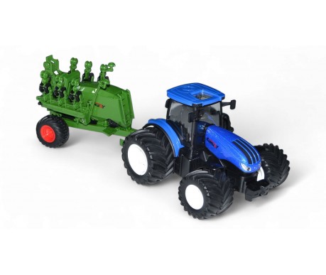 Радиоуправляемый фермерский трактор с зерновой сеялкой, мет. кузов, широкие колеса 6CH масштаб 1:24 2.4G