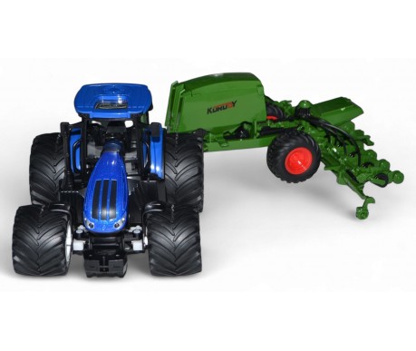 Радиоуправляемый фермерский трактор с зерновой сеялкой, мет. кузов, широкие колеса 6CH масштаб 1:24 2.4G