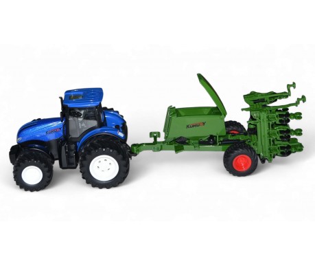 Радиоуправляемый фермерский трактор с зерновой сеялкой, мет. кузов, широкие колеса 6CH масштаб 1:24 2.4G