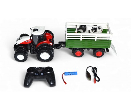 Радиоуправляемый фермерский трактор с прицепом для скота 2.4G