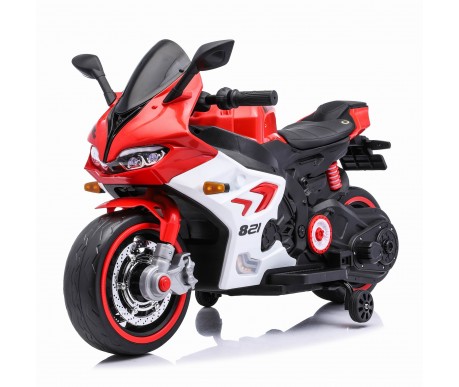 Детский электромотоцикл Ducati (12V, EVA, ручка газа, спидометр) - FT-821-RED-WHITE
