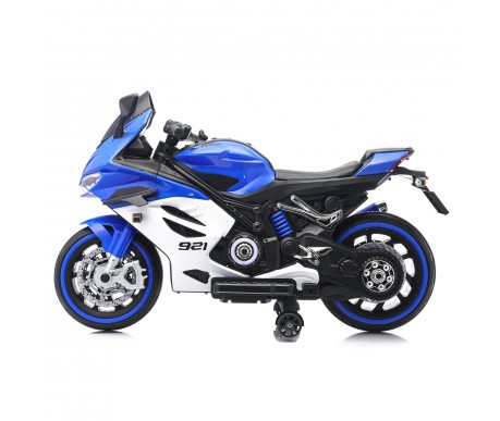Детский электромотоцикл Ducati (12V, EVA, ручка газа, спидометр) - FT-921-BLUE-WHITE