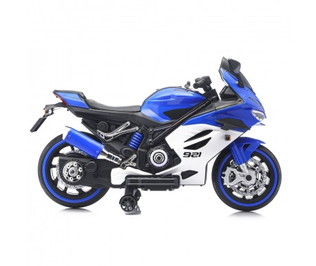 Детский электромотоцикл Ducati (12V, EVA, ручка газа, спидометр) - FT-921-BLUE-WHITE