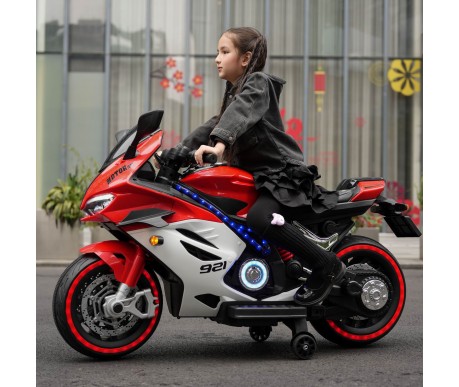 Детский электромотоцикл Ducati (12V, EVA, ручка газа, спидометр) - FT-921-RED-WHITE