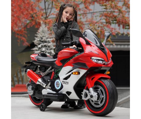 Детский электромотоцикл Ducati (12V, EVA, ручка газа, спидометр) - FT-921-RED-WHITE