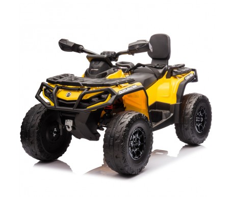 Детский квадроцикл двухместный BRP Can-Am Outlander (24V, полный привод, желтый) - DK-CA005-YELLOW