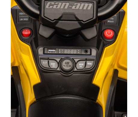Детский квадроцикл двухместный BRP Can-Am Outlander (24V, полный привод, желтый) - DK-CA005-YELLOW
