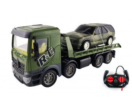 Радиоуправляемый грузовик трейлер CityTruck с джипом