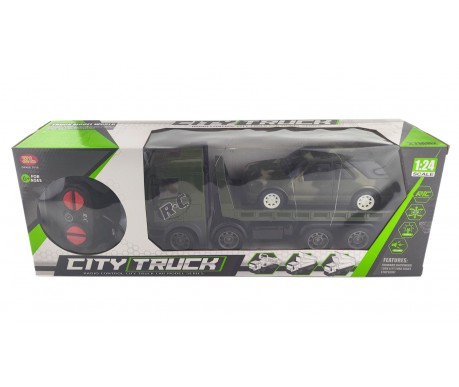 Радиоуправляемый грузовик трейлер CityTruck с джипом