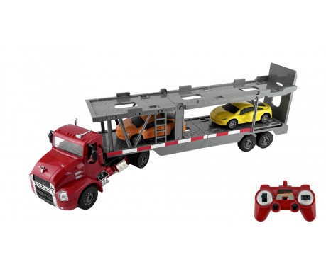 Грузовик-автовоз на радиоуправлении Mack Car Transporter с 2 автомобилями 1:26