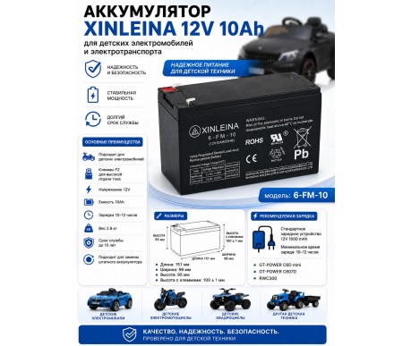 Аккумулятор XINLEINA 12V10Ah/20Hr - X-6FM10